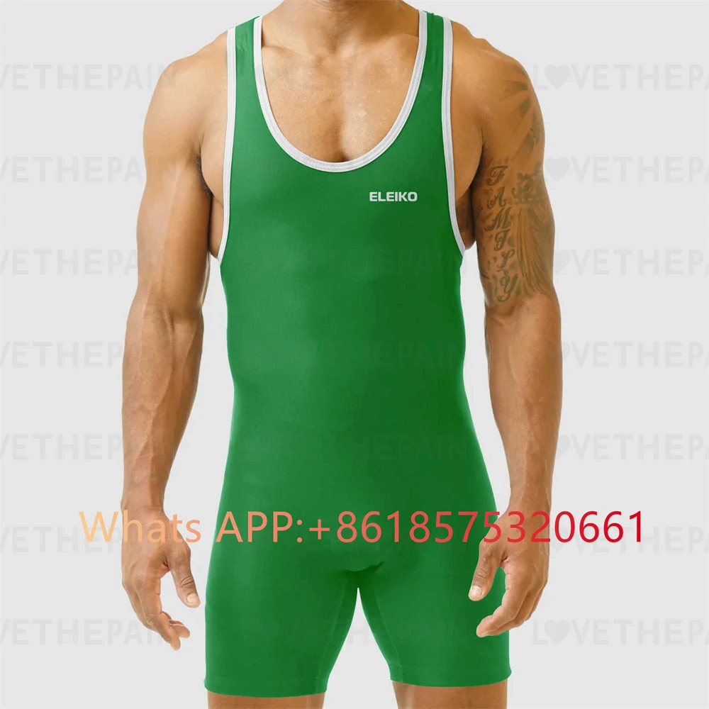 Triathlon Cycling Kit - 2024 Men's Wrestling Singlet Suit Sleeveless