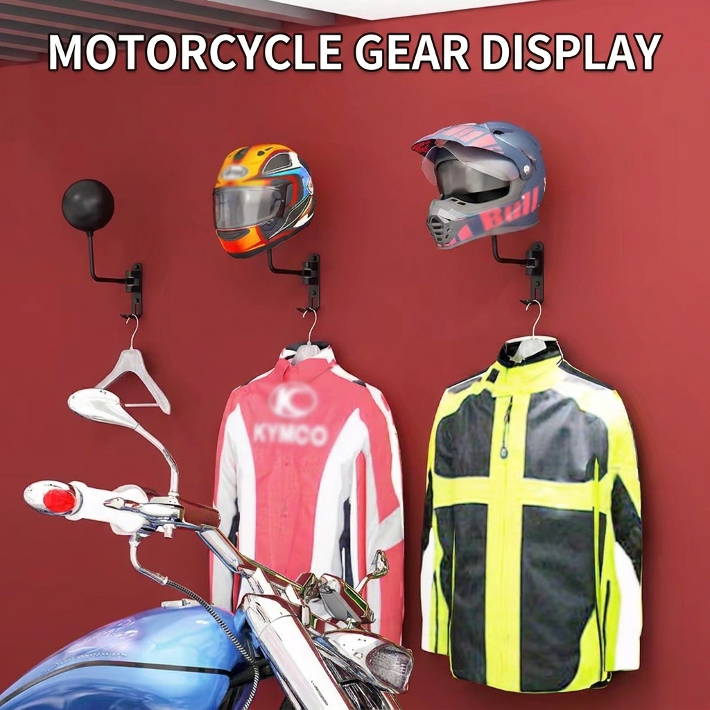 Cycling Gear Wall Mount - Wall Mount Motorcycle Helmet Rack Rotating