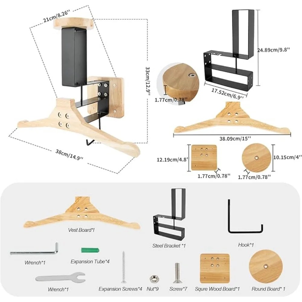Motorcycle 1PCS Wooden Helmet  - Cycling Gear Wall Mount avaliação e preço