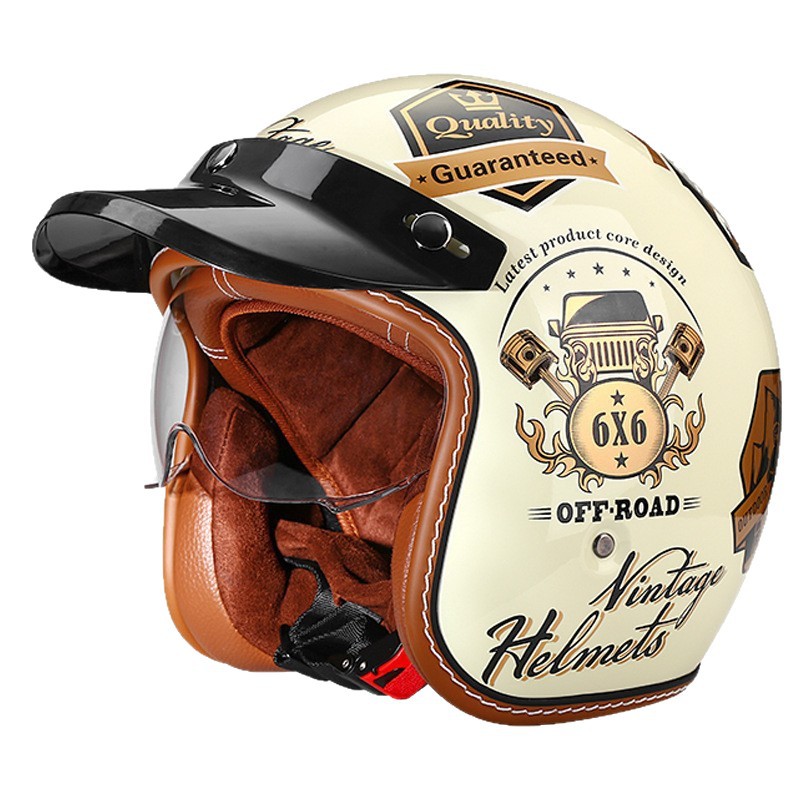 Motorcycle Helmet 3/4 Shell Mo - Vintage Cycling Gear avaliação e preço