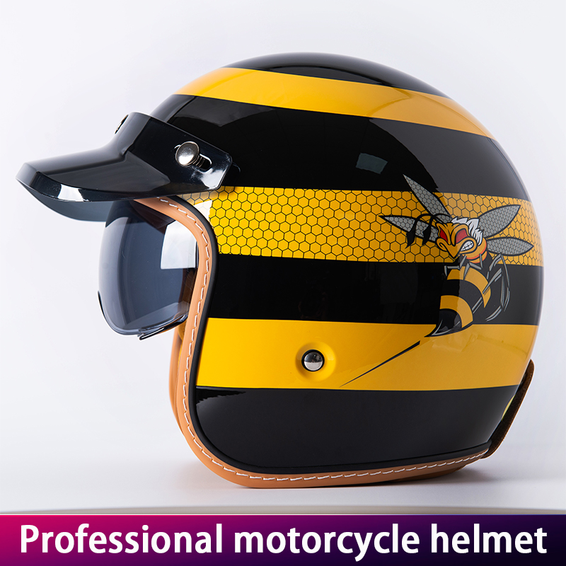New Retro Motorcycle Helmet Ye - Vintage Cycling Gear avaliação e preço