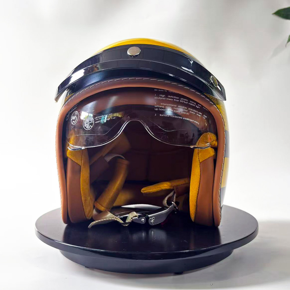 New Retro Motorcycle Helmet Ye - Vintage Cycling Gear avaliação e preço