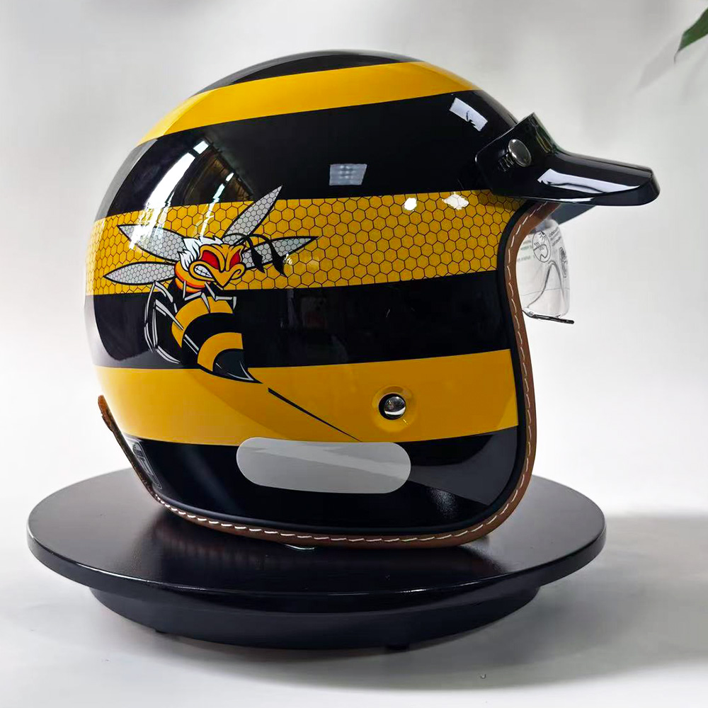 New Retro Motorcycle Helmet Ye - Vintage Cycling Gear avaliação e preço