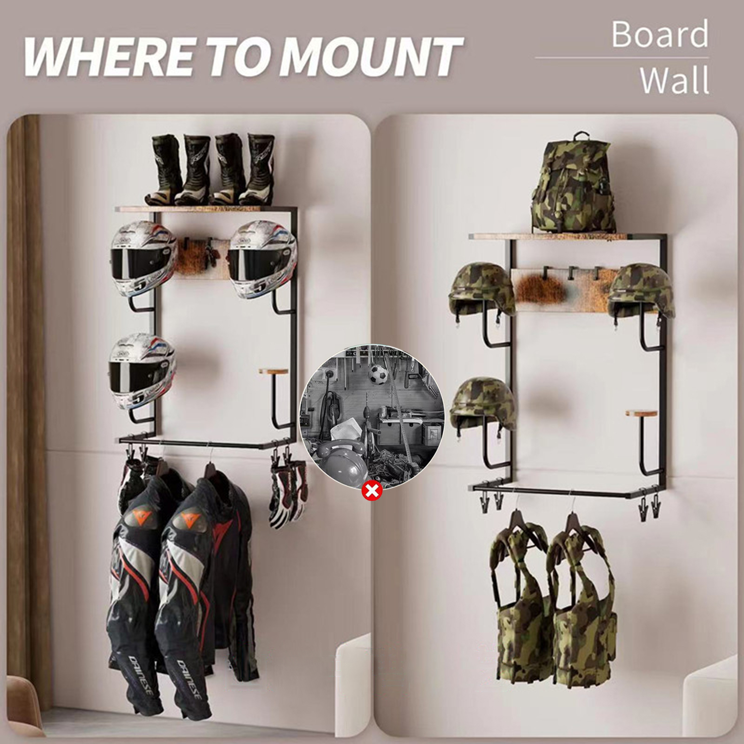 Motorcycle Helmet Holder, Wall - Cycling Gear Wall Mount avaliação e preço