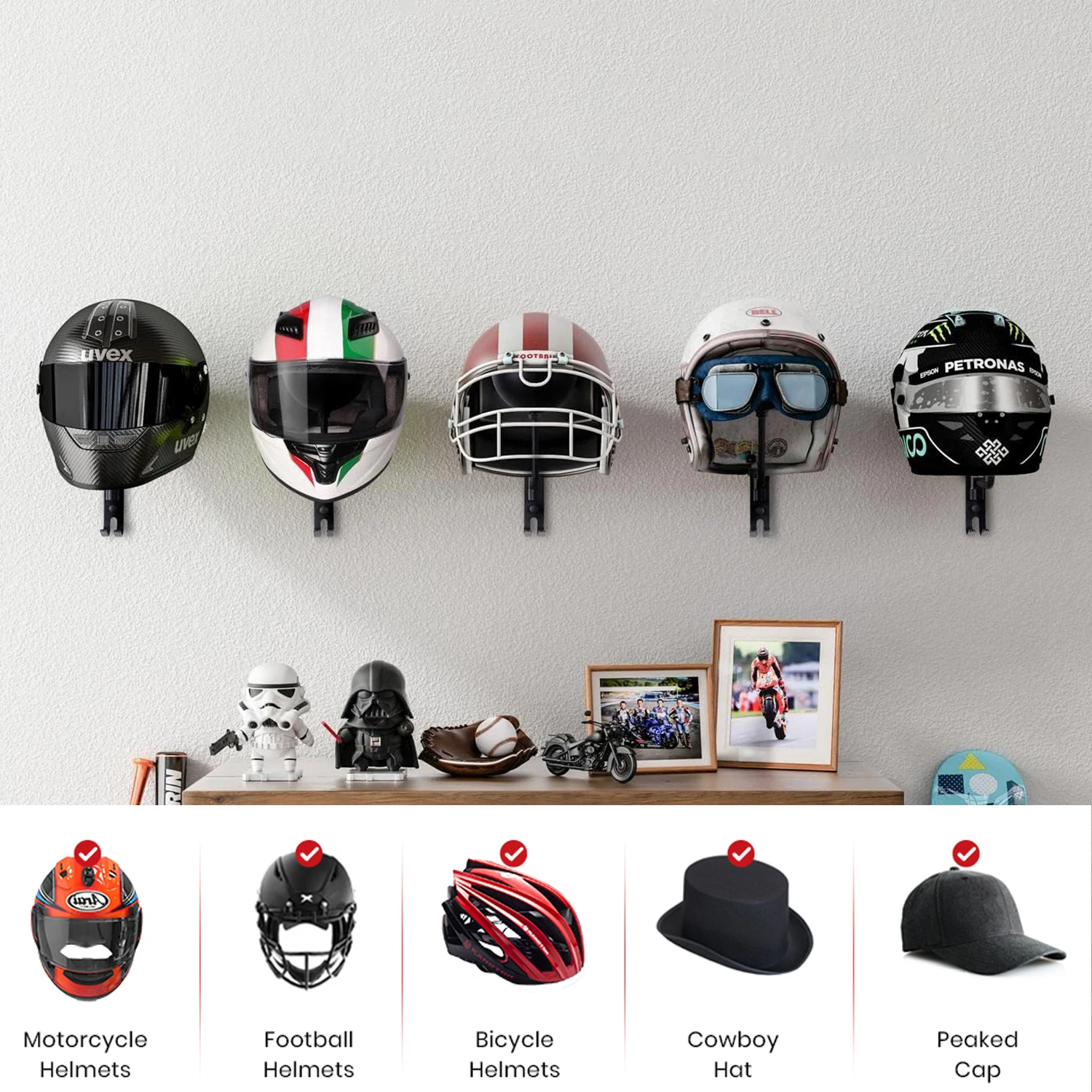 Motorcycle Helmet Rack Wall Mo - Cycling Gear Wall Mount avaliação e preço