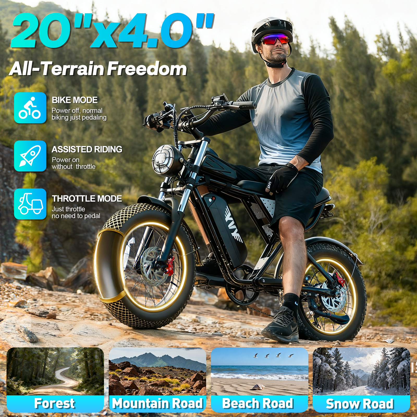 YVY K20 Lite 1200W Electric Bi - Road Bike Tire avaliação e preço